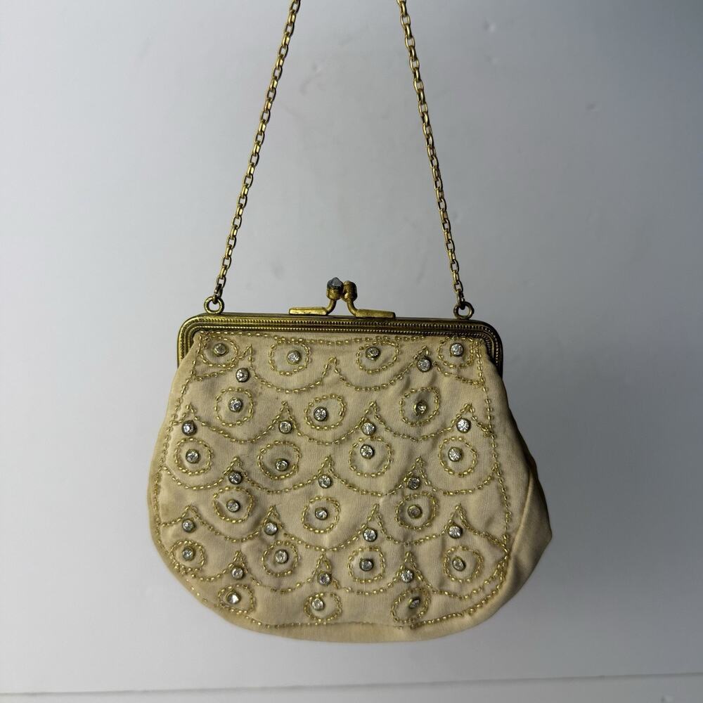 Vintage 1920’s Seed Bead Jeweled Clasp 4.5” Beaded Handbag Art Deco Clutch Purse